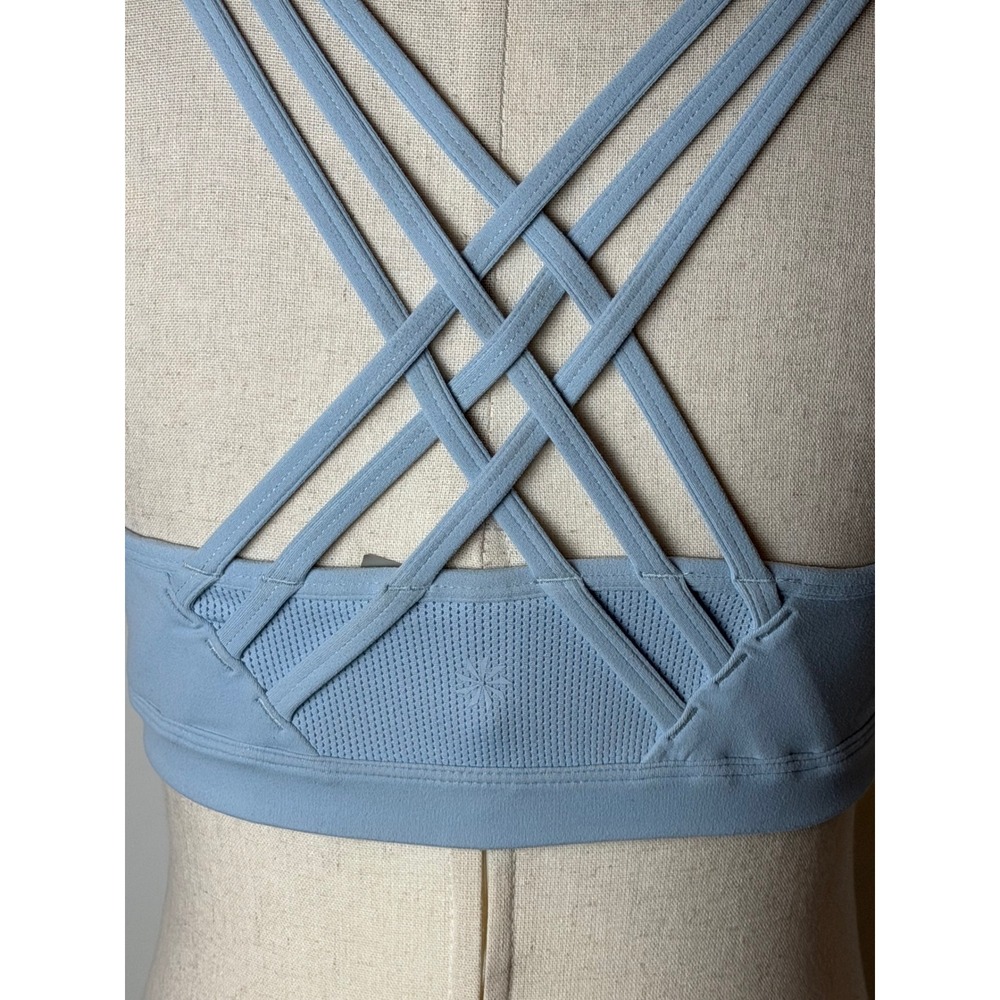 Athleta Sports Bra Women Small Blue Strappy Lattice Back Yoga Running Athleisure - Picture 7 of 12